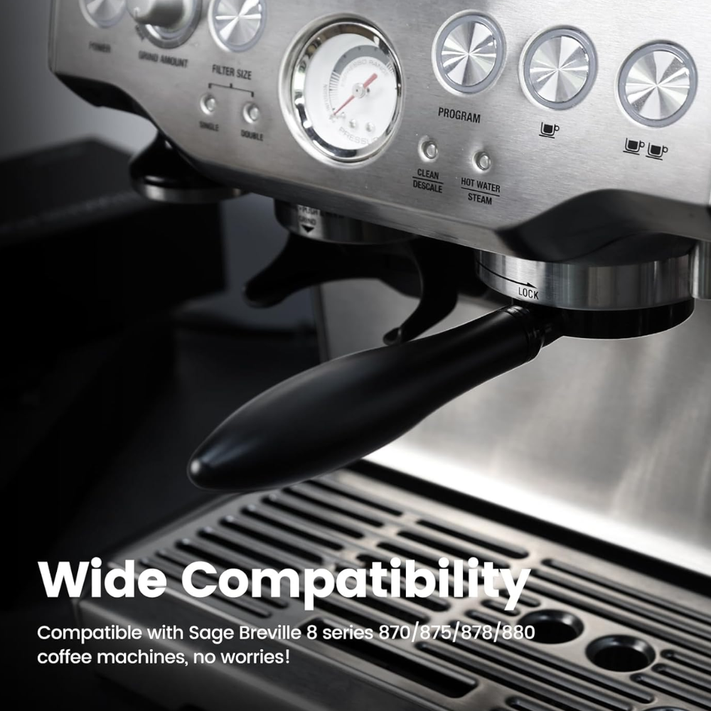 54mm Bottomless/Naked Portafilter With Black Handle For Sage/Breville Barista Express (870/875/878/880) - Chrome Finish